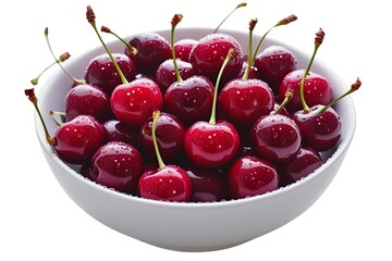 cherries in a bowl isolated on transparent background