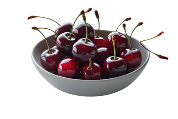 cherries in a bowl isolated on transparent background