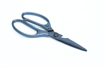 Meat scissors on white background