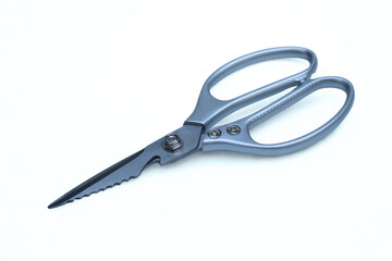 Meat scissors on white background