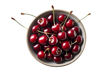 cherries in a bowl isolated on transparent background