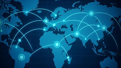 Globalization impact world map digital network connection enhances communication linking continents through seamless global digital communication - Powered by Adobe
