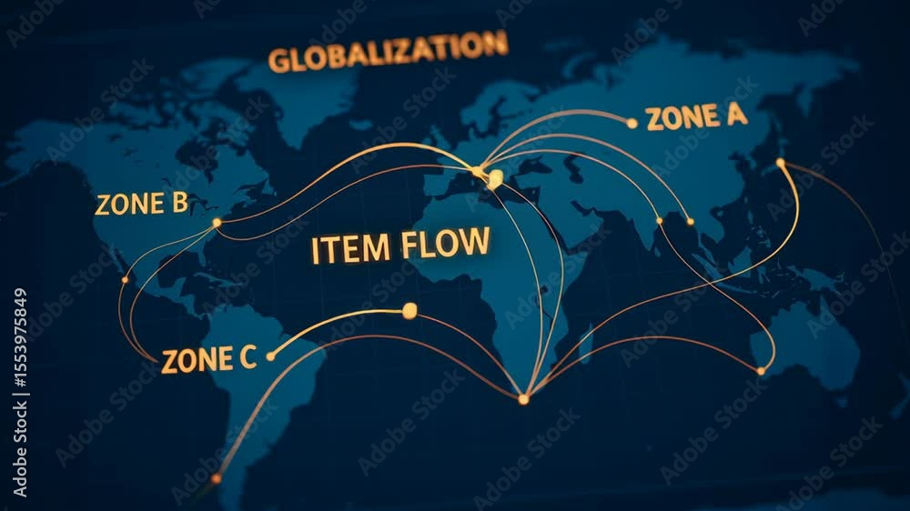 Poster globalization impact on item flow across zones and trade routes map reveals dynamic network shaping 