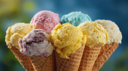 Assorted Ice Cream Cones in Vibrant Colors