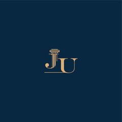 classy law logo with monogram and pillar letter concept of elegant attorney design JU