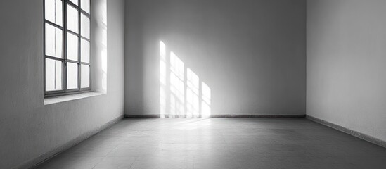 Fototapeta premium Sunlight streams into empty room corner. Interior design, architecture