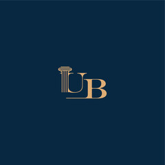 concept of elegant attorney design UB with monogram and pillar letter classy law logo