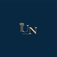 concept of elegant attorney design UN with monogram and pillar letter classy law logo