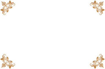 Elements of ornate vintage frames. Border gold on white classic calligraphy swirls, floral motifs. Design print for greeting cards, wedding invitations, restaurant menu, royal certificates. Set 398
