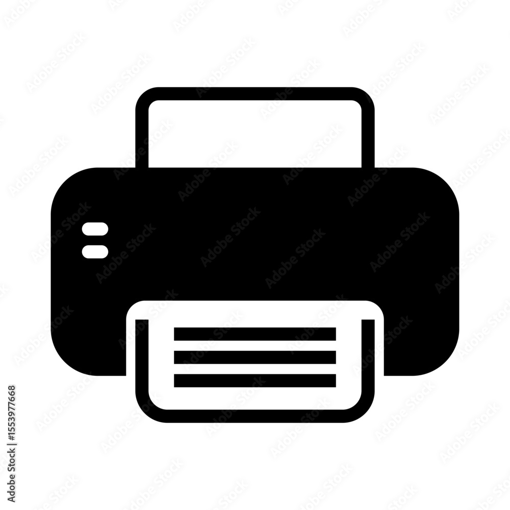 Aufkleber outline icon of a refillable ink tank printer with paper output and control buttons, ideal for moder