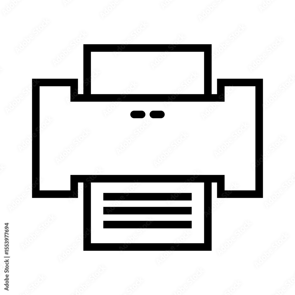 Fototapete outline icon of a refillable ink tank printer with paper output and control buttons, ideal for moder
