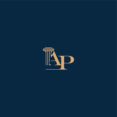 with monogram and pillar concept of elegant attorney design AP classy law logo letter