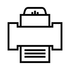 outline icon of a refillable ink tank printer with paper output and control buttons, ideal for modern office or home use.