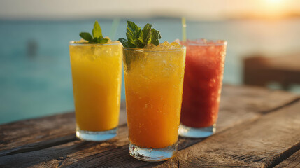 Tropical Cocktails in Sunset Lighting
