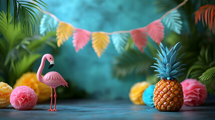 Obraz premium Tropical Flamingo Paradise: A Summertime Celebration