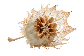Fototapeta premium Dried Flower Pod with Intricate Leaf Veins 