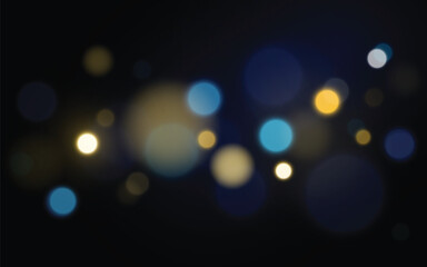Dark Blue and Gold Bokeh Background, Elegant glowing lights in navy and amber tones, Background decoration
