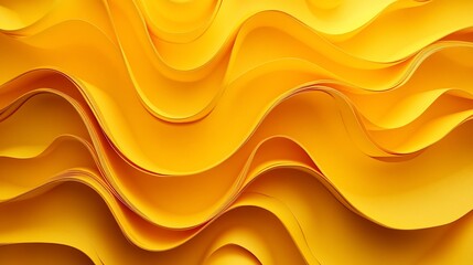 Abstract background of wavy yellow paper layers, creating a dynamic and modern texture