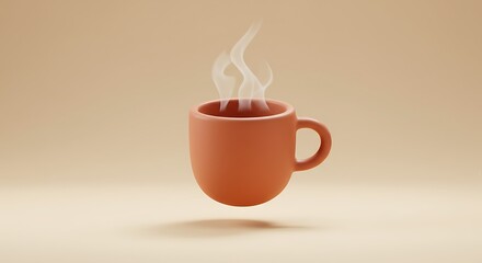 Obraz premium Floating Coffee Mug with Steaming Hot Beverage in Minimalist Design variation 4