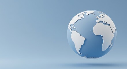 Naklejka premium Minimalist Earth Globe Design Featuring Africa on a Blue Background variation 3