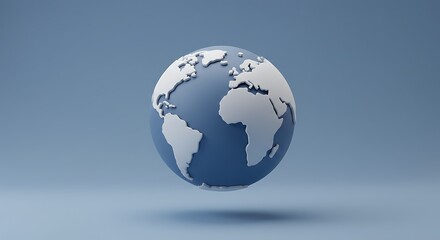 Fototapeta premium Minimalist Earth Globe Design Featuring Africa on a Blue Background variation 2