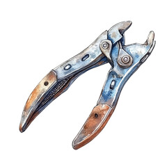 Cable Pliers, watercolor clipart vector, isolated on a white background.