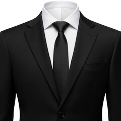 Black Business Suit with White Shirt and Black Tie