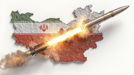 Iranian missile launch depicted on a map.