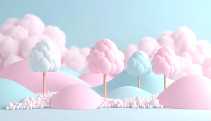 Pastel cotton candy landscape