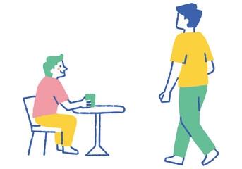 Two men relaxing in park_Color