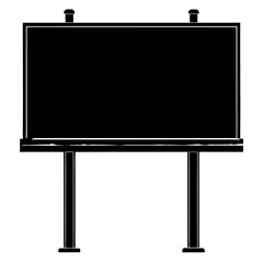 Obraz premium Black and white silhouette of a blank billboard sign for advertising