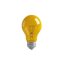 Glowing yellow incandescent light bulb on black background, classic design, illuminated filament visible