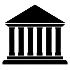 Black Silhouette of a Classic Greek or Roman Temple Facade