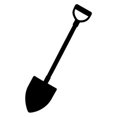 Simple Black Shovel Silhouette for Gardening Landscaping and Construction Projects