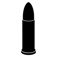 Black silhouette of a bullet on white background ammunition concept