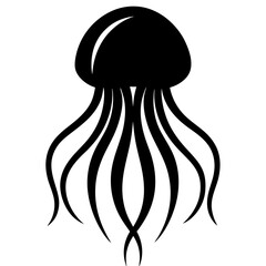 Simple Black Jellyfish Silhouette