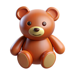 Fototapeta premium Brown Teddy Bear: 3D Render of a Cute Plush Toy 3D icon high quality resolution