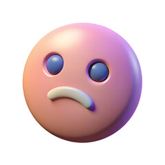 Fototapeta premium 3D Rendered Disappointed Emoticon: Perfect for Website, App, and Social Media 3D icon high quality resolution