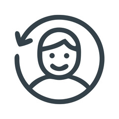 Fototapeta premium A minimal icon vector that symbolizes repeat business, perfect for loyalty-focused branding, CRM interfaces, and business retention visuals. Represents recurring customers, ongoing relationships