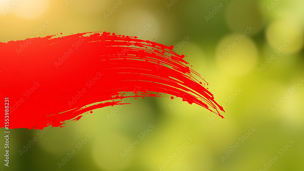 Poster red paint brush stroke creating a dynamic and vibrant design element isolated on a transparent backg