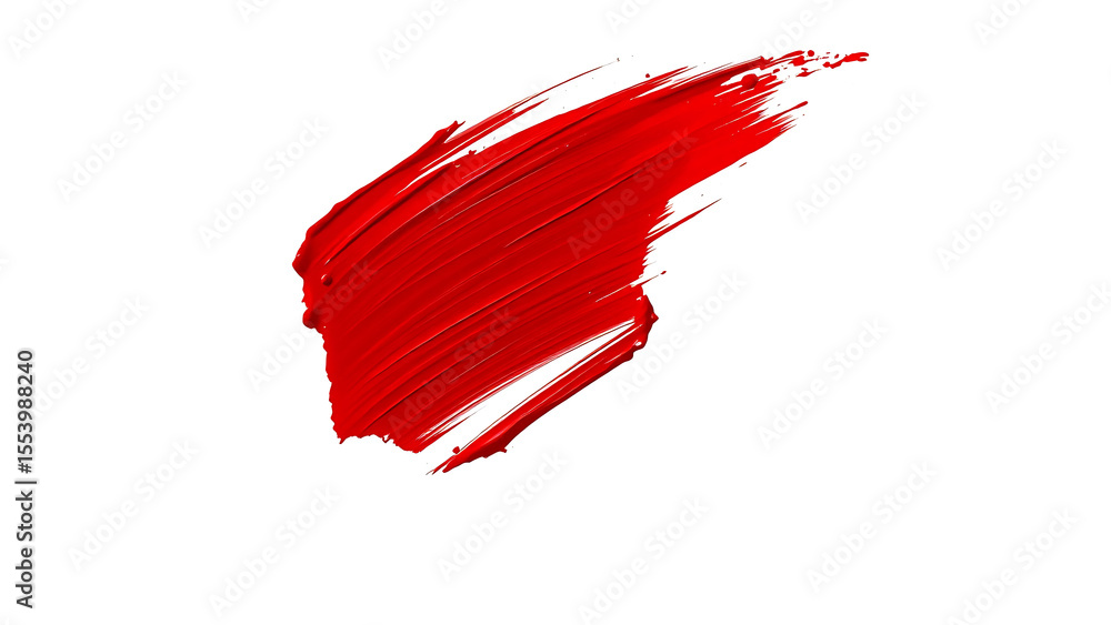 Poster red paint brush stroke creating a dynamic and vibrant design element isolated on a transparent backg