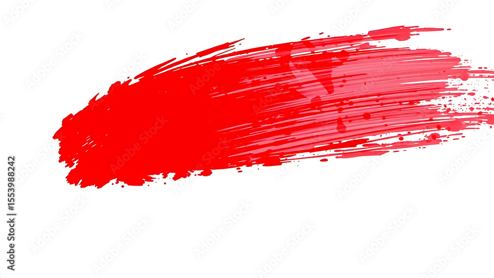 Poster red paint brush stroke creating a dynamic and vibrant design element isolated on a transparent backg