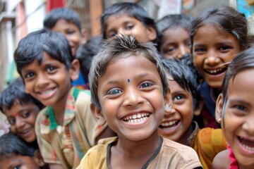 Portrait of a group of happy Indian children