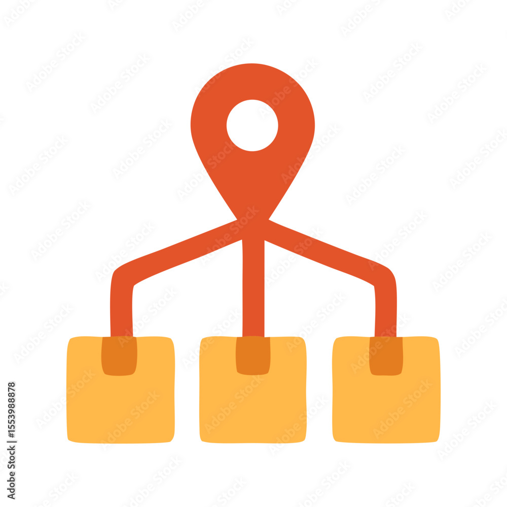 Poster a conceptual single icon vector representing a supply network. perfect for illustrating interlinked 
