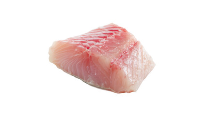 Fresh raw fish fillet with pink flesh and white lines isolated on transparent background