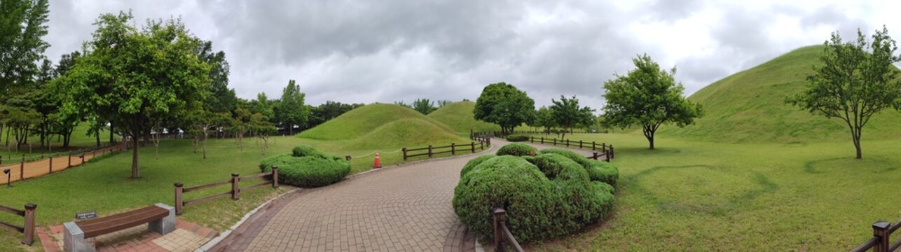 Daereungwon Ancient Tombs, Gyeongju South Korea - Pictured 24 April 2025