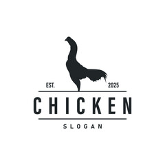 Chicken logo design with a minimalist black silhouette concept as a symbol of the livestock farming concept, a symbol of a product or business brand illustration template