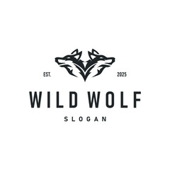 black silhouette design logo wolf wild animal simple illustration template