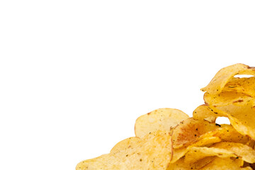 potato chips border isolated on white