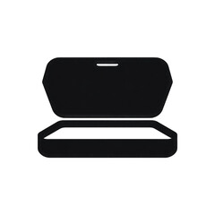 A dark gray, clamshell-shaped UV sterilizer is slightly ajar, revealing a dark interior with a small, illuminated indicator light